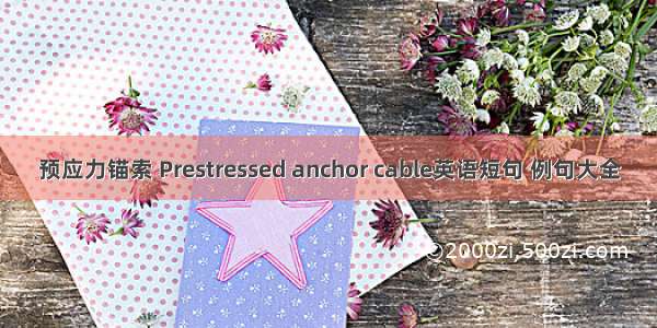 预应力锚索 Prestressed anchor cable英语短句 例句大全