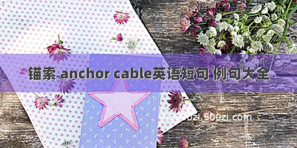 锚索 anchor cable英语短句 例句大全