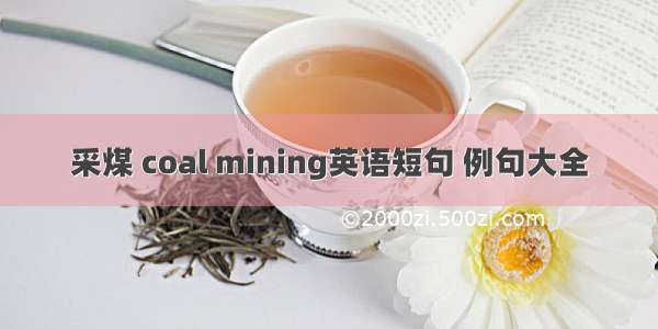 采煤 coal mining英语短句 例句大全