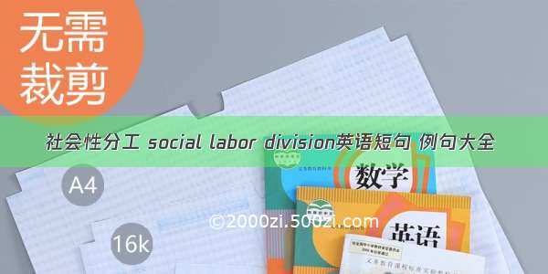 社会性分工 social labor division英语短句 例句大全