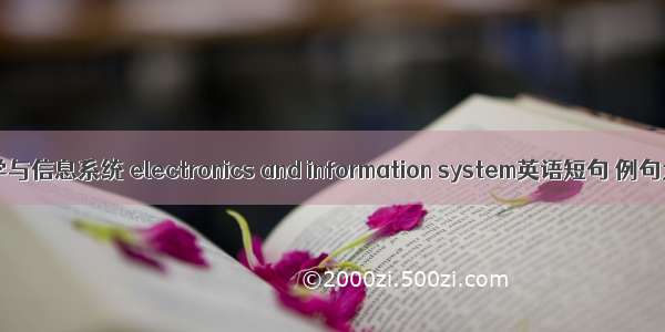 电子学与信息系统 electronics and information system英语短句 例句大全