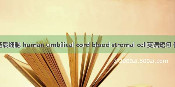人脐血基质细胞 human umbilical cord blood stromal cell英语短句 例句大全