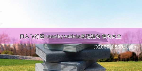 再入飞行器 reentry vehicle英语短句 例句大全