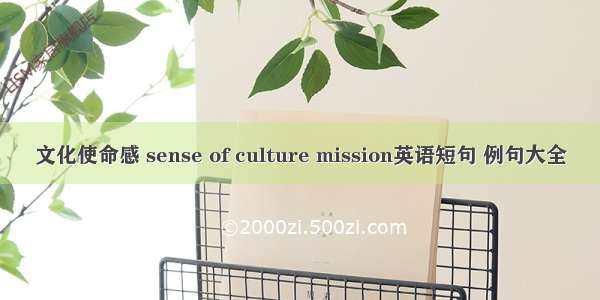 文化使命感 sense of culture mission英语短句 例句大全