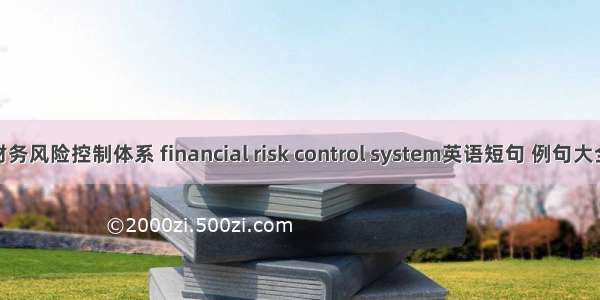 财务风险控制体系 financial risk control system英语短句 例句大全