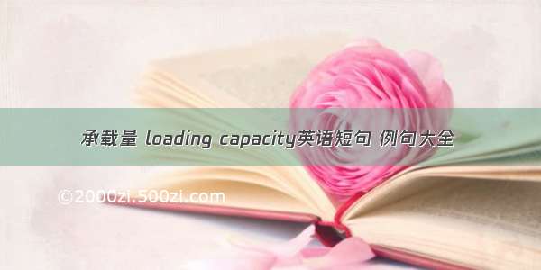 承载量 loading capacity英语短句 例句大全