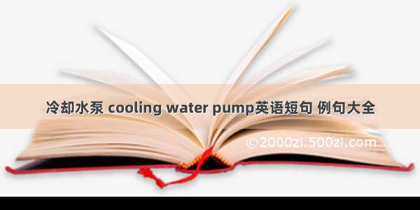 冷却水泵 cooling water pump英语短句 例句大全