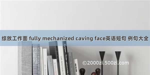 综放工作面 fully mechanized caving face英语短句 例句大全