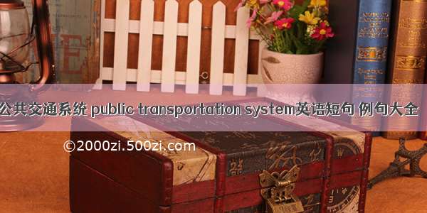 公共交通系统 public transportation system英语短句 例句大全