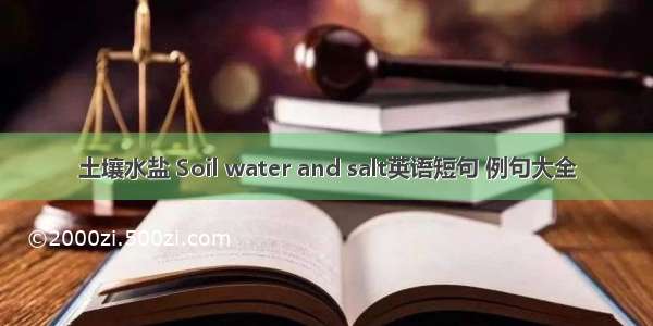 土壤水盐 Soil water and salt英语短句 例句大全