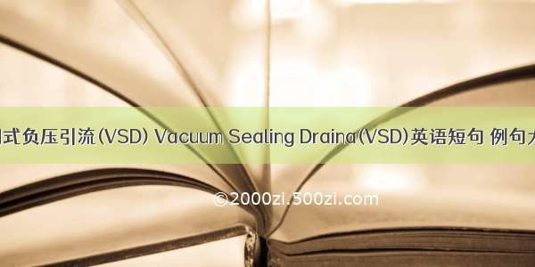 封闭式负压引流(VSD) Vacuum Sealing Draina(VSD)英语短句 例句大全