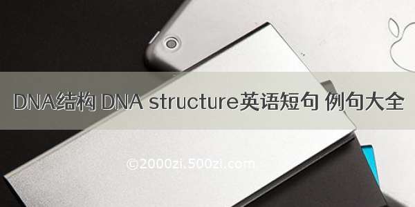 DNA结构 DNA structure英语短句 例句大全