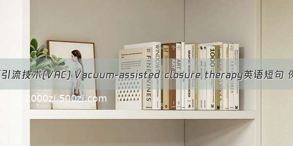封闭负压引流技术(VAC) Vacuum-assisted closure therapy英语短句 例句大全