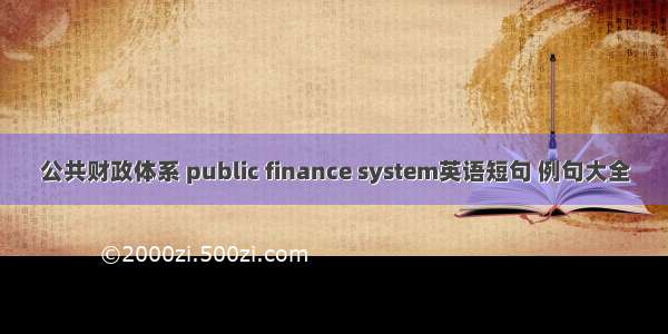 公共财政体系 public finance system英语短句 例句大全