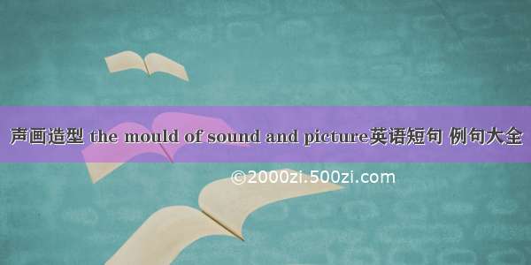 声画造型 the mould of sound and picture英语短句 例句大全