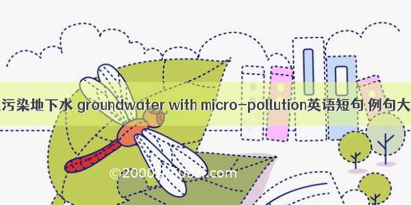 轻度污染地下水 groundwater with micro-pollution英语短句 例句大全