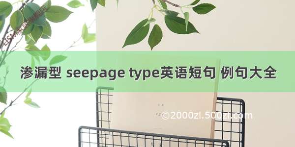 渗漏型 seepage type英语短句 例句大全