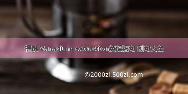 提钒 Vanadium extraction英语短句 例句大全