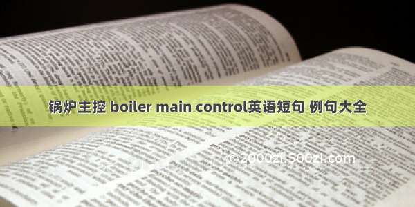 锅炉主控 boiler main control英语短句 例句大全