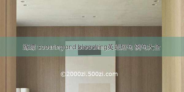 练漂 scouring and bleaching英语短句 例句大全