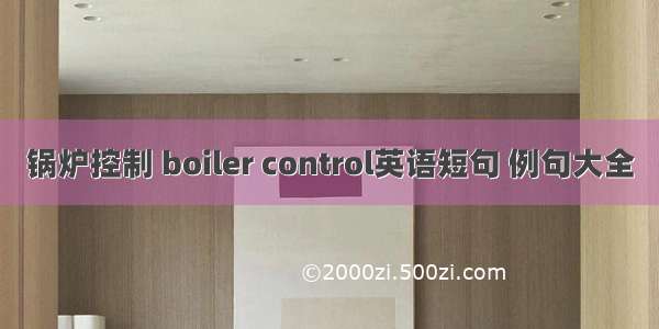 锅炉控制 boiler control英语短句 例句大全