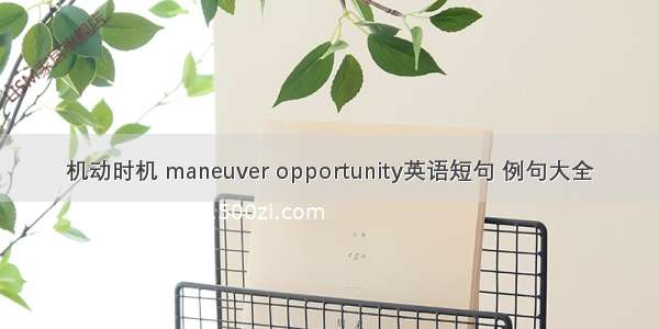 机动时机 maneuver opportunity英语短句 例句大全