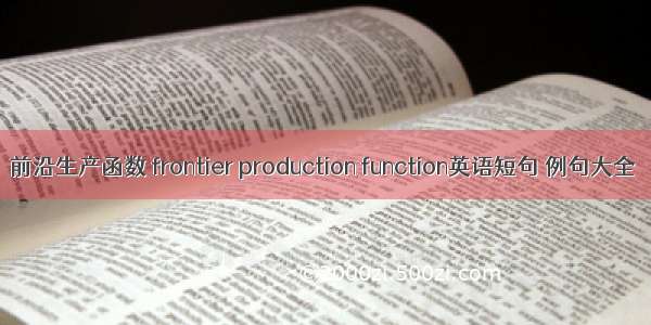前沿生产函数 frontier production function英语短句 例句大全