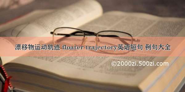 漂移物运动轨迹 floater trajectory英语短句 例句大全