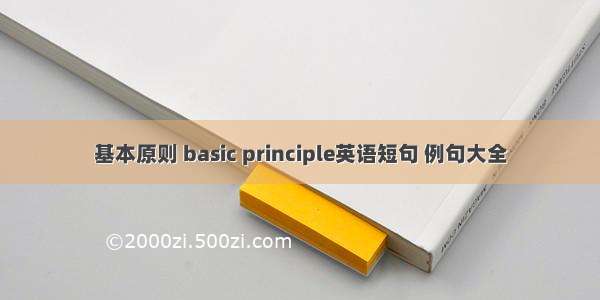 基本原则 basic principle英语短句 例句大全