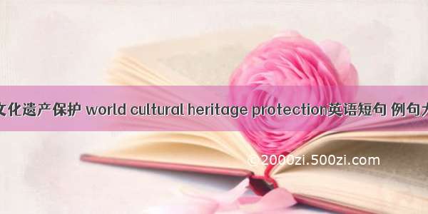 世界文化遗产保护 world cultural heritage protection英语短句 例句大全