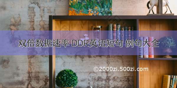 双倍数据速率 DDR英语短句 例句大全