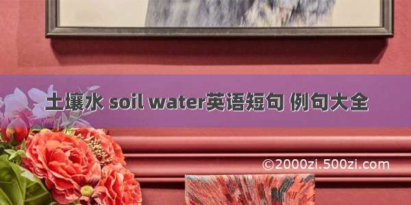 土壤水 soil water英语短句 例句大全