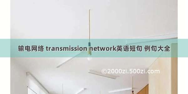 输电网络 transmission network英语短句 例句大全