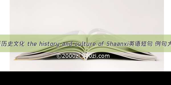 陕西历史文化 the history and culture of Shaanxi英语短句 例句大全