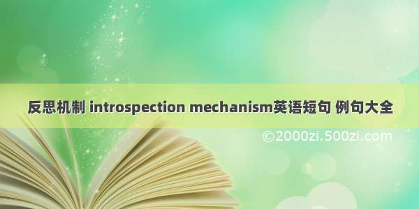 反思机制 introspection mechanism英语短句 例句大全