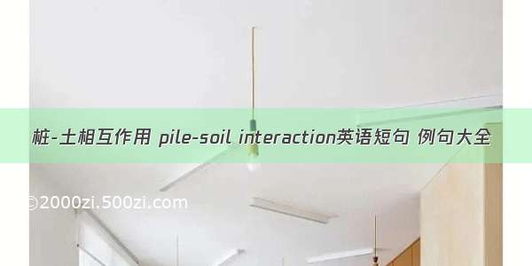 桩-土相互作用 pile-soil interaction英语短句 例句大全