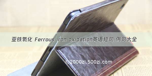 亚铁氧化 Ferrous iron oxidation英语短句 例句大全