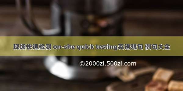 现场快速检测 on-site quick testing英语短句 例句大全