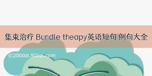 集束治疗 Bundle theapy英语短句 例句大全