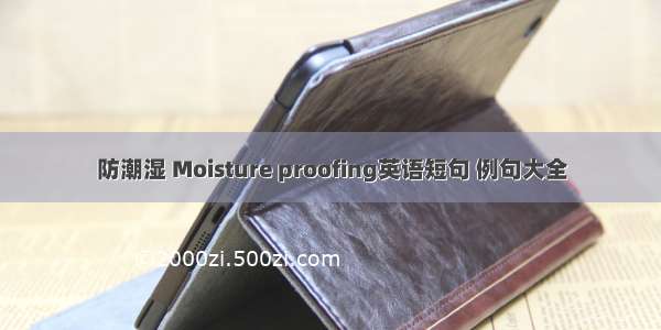 防潮湿 Moisture proofing英语短句 例句大全