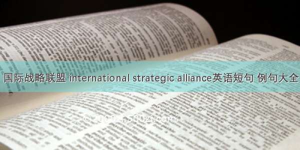 国际战略联盟 international strategic alliance英语短句 例句大全