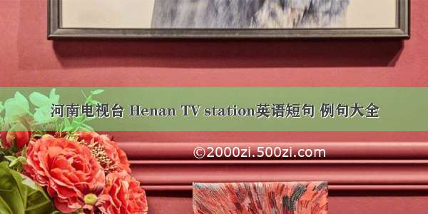 河南电视台 Henan TV station英语短句 例句大全
