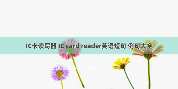 IC卡读写器 IC card reader英语短句 例句大全