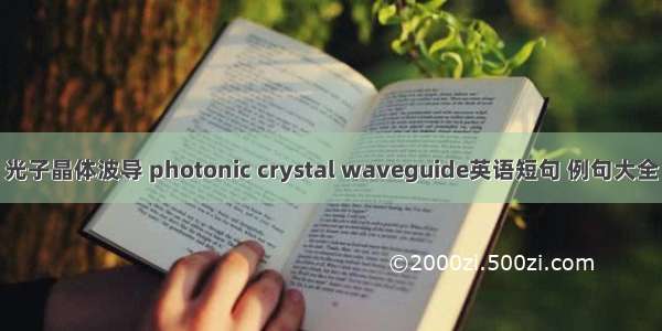 光子晶体波导 photonic crystal waveguide英语短句 例句大全