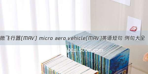 微飞行器(MAV) micro aero vehicle(MAV)英语短句 例句大全