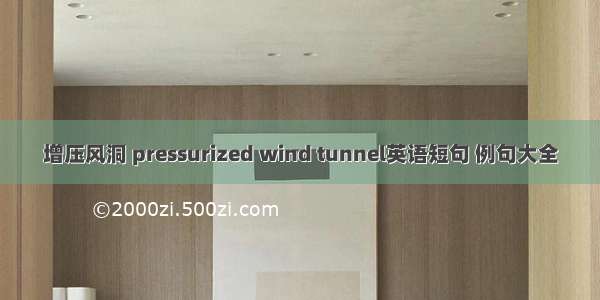 增压风洞 pressurized wind tunnel英语短句 例句大全