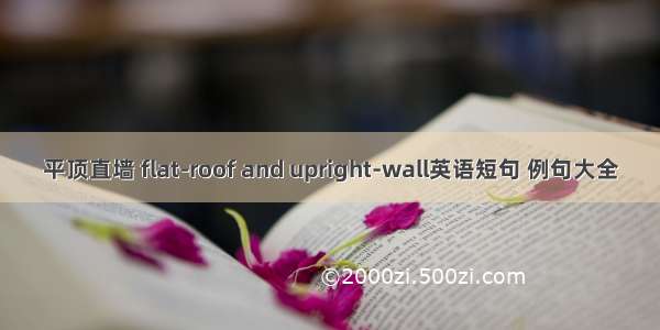 平顶直墙 flat-roof and upright-wall英语短句 例句大全