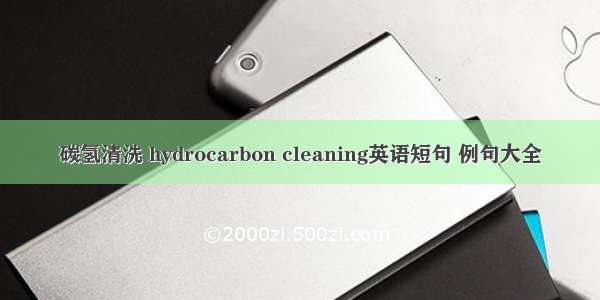 碳氢清洗 hydrocarbon cleaning英语短句 例句大全