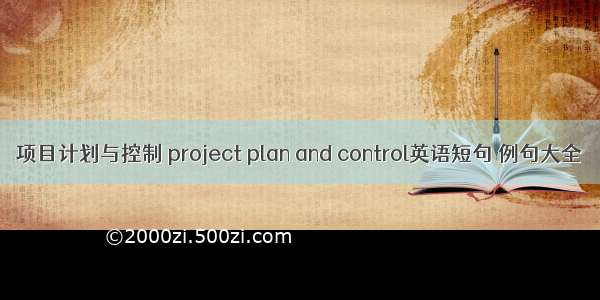 项目计划与控制 project plan and control英语短句 例句大全