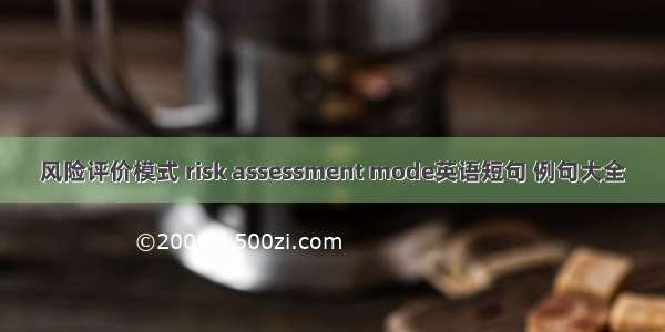 风险评价模式 risk assessment mode英语短句 例句大全